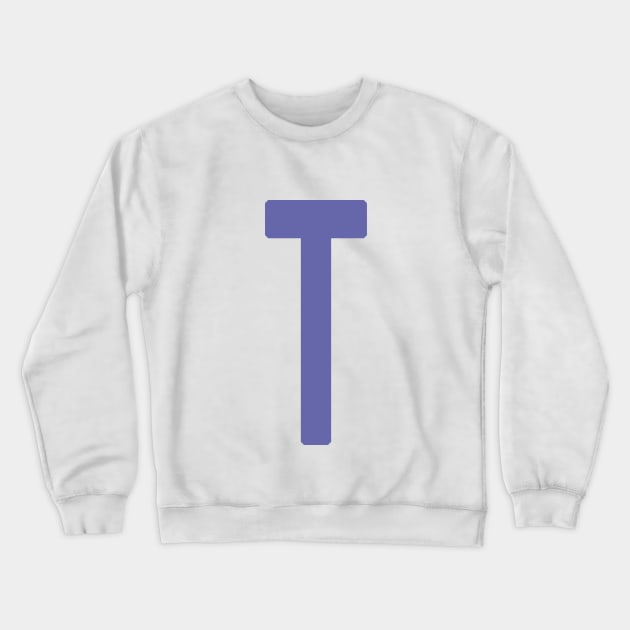 Letter T in Very Peri Periwinkle Crewneck Sweatshirt by ellenhenryart